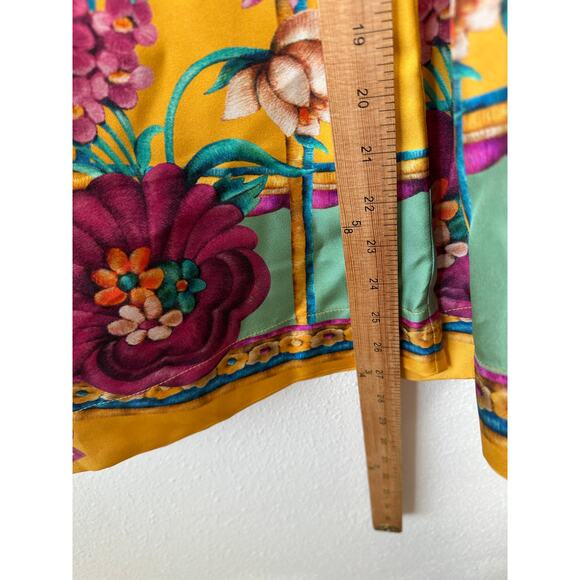 La DoubleJ Yellow Multi-Color Printed Silk Pull-on Palazzo Pant XL - Picture 15 of 16